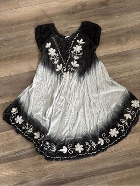 Jessica Taylor Plus Size 3X Boho Embroidered Ombre Sharkbite Tunic